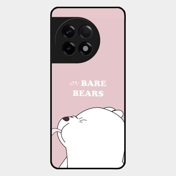 We Bare Bears Pink Glossy Metal Case Cover For Oneplus 11R 5G