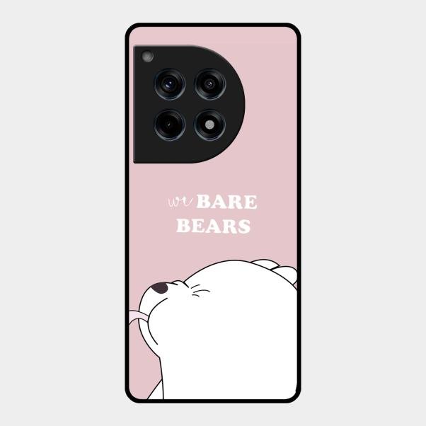 We Bare Bears Pink Glossy Metal Case Cover For Oneplus 12R 5G