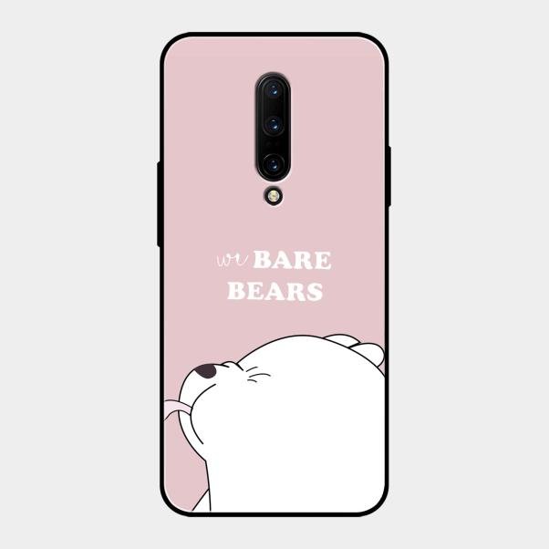 We Bare Bears Pink Glossy Metal Case Cover For Oneplus 7 Pro