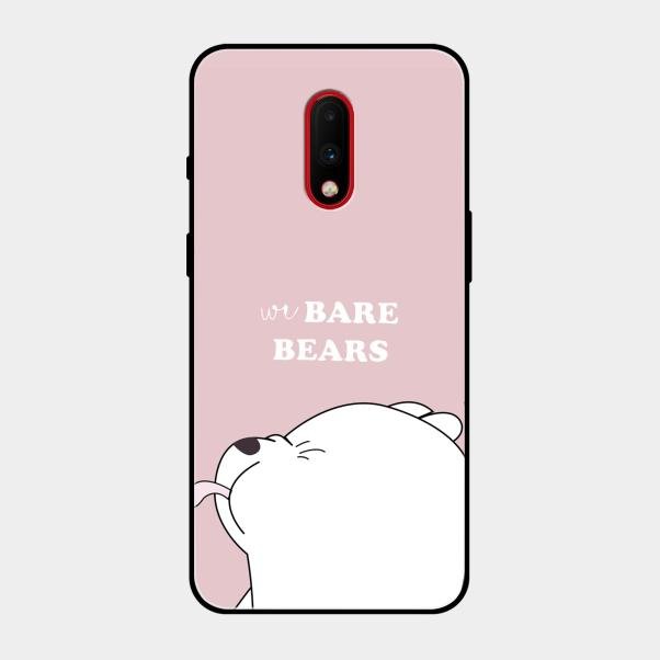 We Bare Bears Pink Glossy Metal Case Cover For Oneplus 7