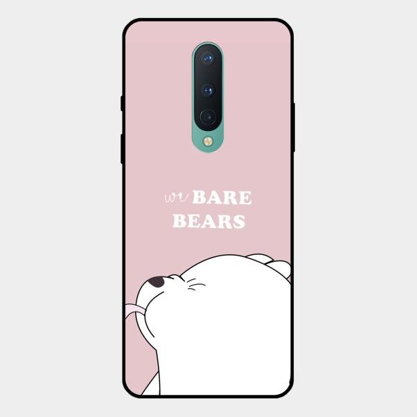 We Bare Bears Pink Glossy Metal Case Cover For Oneplus 8