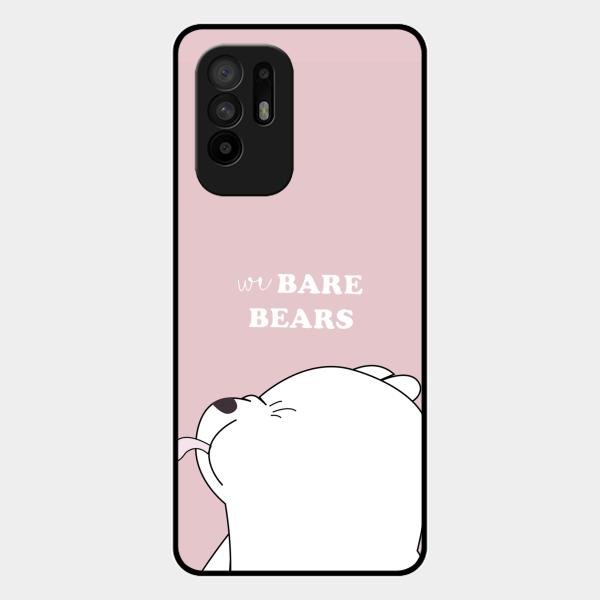 We Bare Bears Pink Glossy Metal Case Cover For Oppo F19 Pro Plus 5G