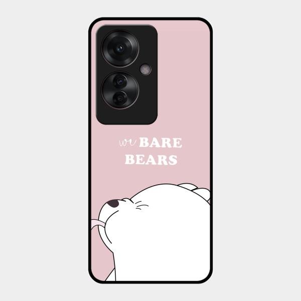 We Bare Bears Pink Glossy Metal Case Cover For Oppo F25 Pro 5G