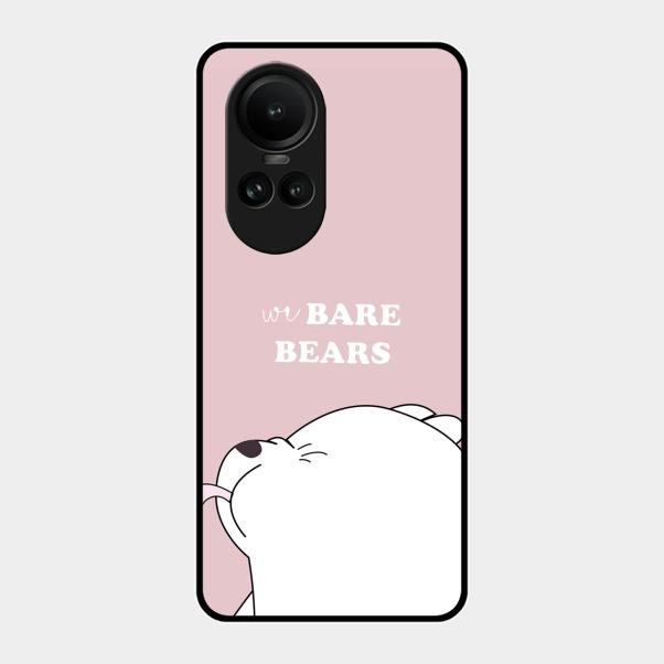 We Bare Bears Pink Glossy Metal Case Cover For Oppo Reno 10 5G