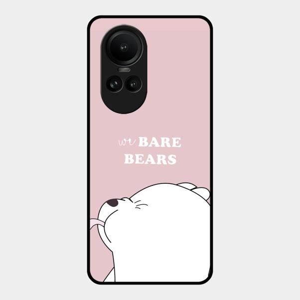 We Bare Bears Pink Glossy Metal Case Cover For Oppo Reno 10 Pro 5G