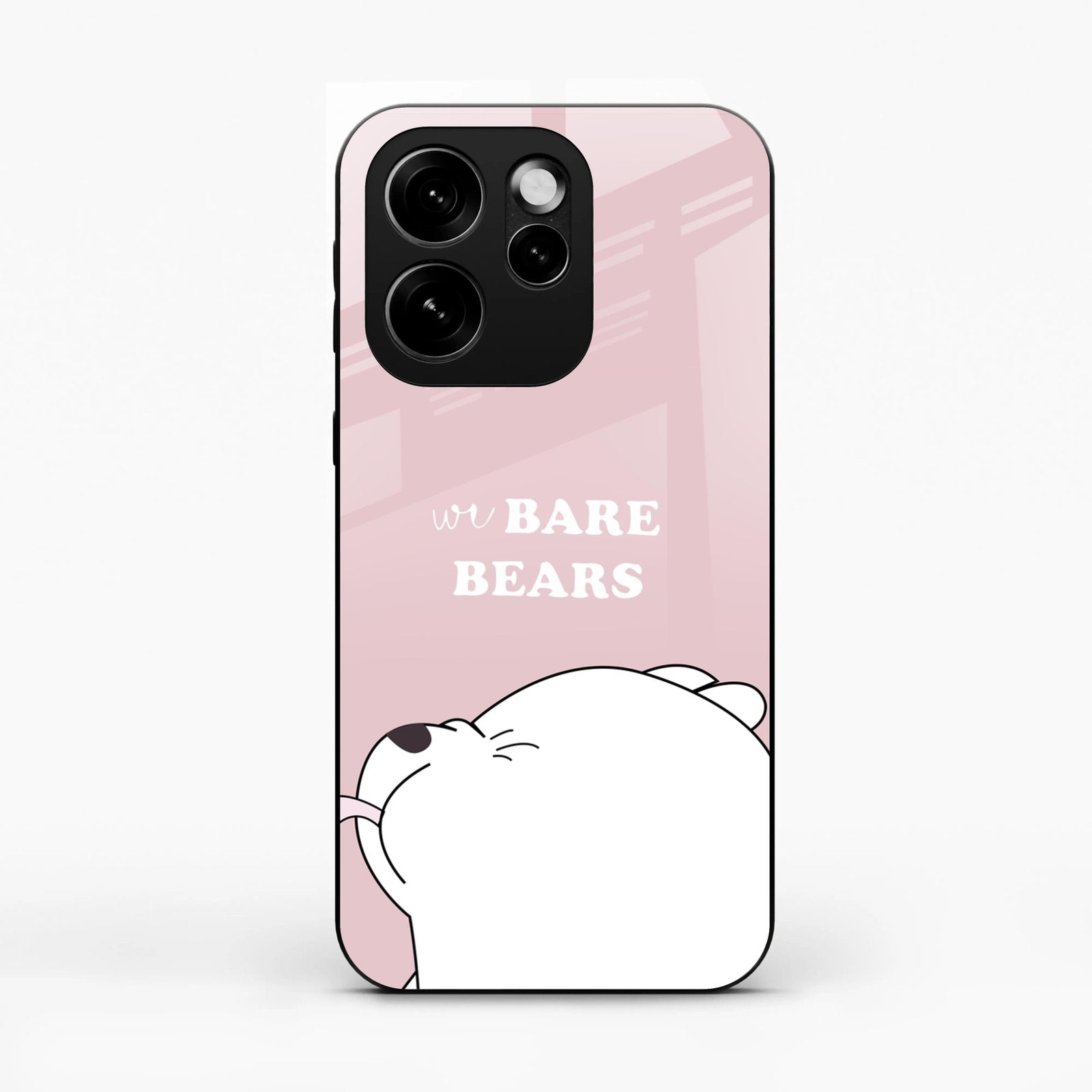 We Bare Bears Pink Glossy Metal Case Cover For Oppo Reno 15C 5G