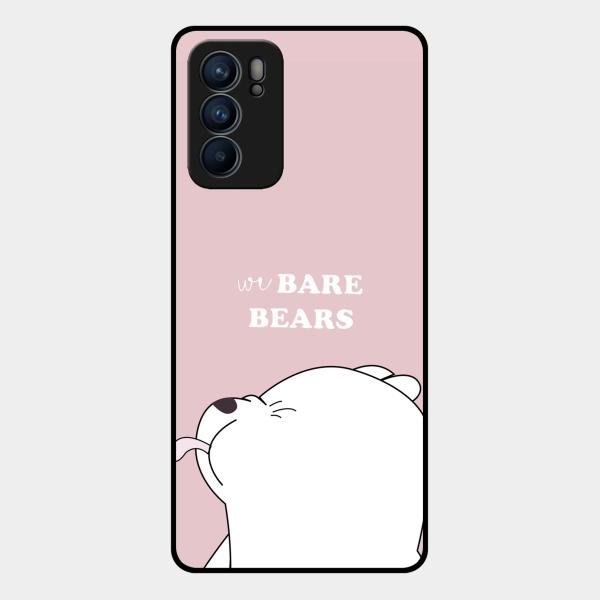 We Bare Bears Pink Glossy Metal Case Cover For Oppo Reno 6 5G