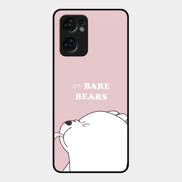 We Bare Bears Pink Glossy Metal Case Cover For Oppo Reno 7 5G