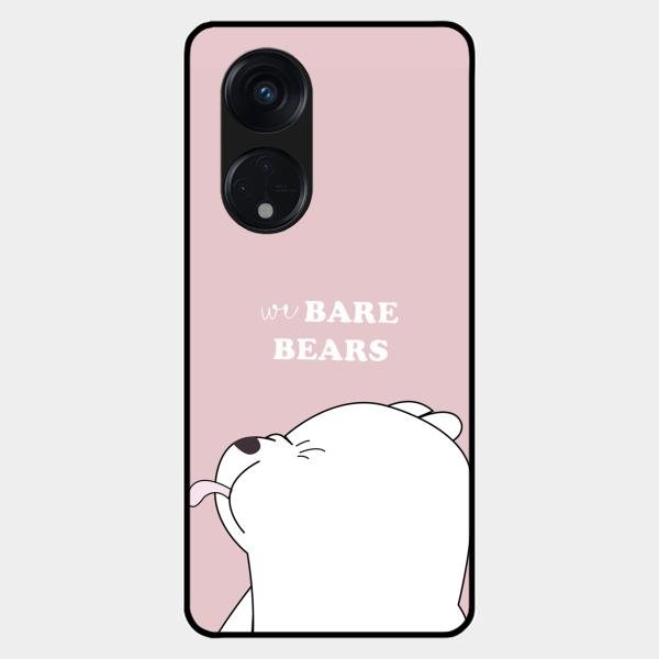 We Bare Bears Pink Glossy Metal Case Cover For Oppo Reno 8T 5G