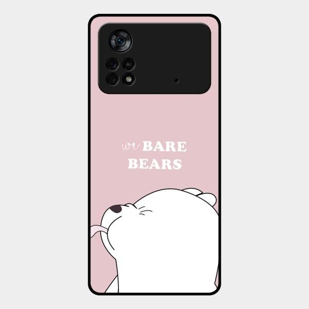 We Bare Bears Pink Glossy Metal Case Cover For Poco X4 Pro 5G