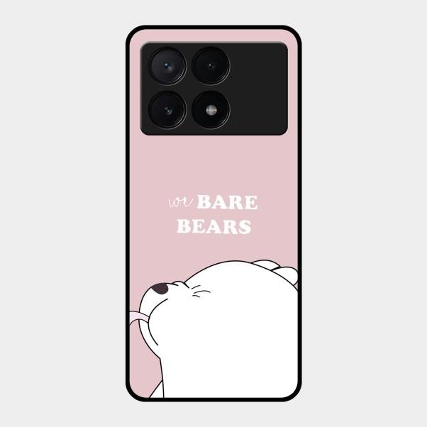 We Bare Bears Pink Glossy Metal Case Cover For Poco X6 Pro 5G