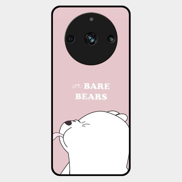 We Bare Bears Pink Glossy Metal Case Cover For Realme 11 Pro Plus 5G