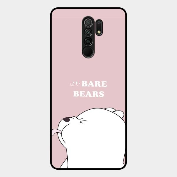 We Bare Bears Pink Glossy Metal Case Cover For Redmi 9 Prime