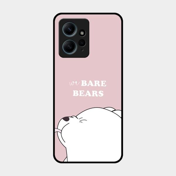 We Bare Bears Pink Glossy Metal Case Cover For Redmi Note 12 4G