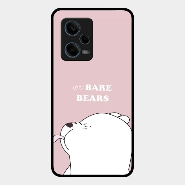 We Bare Bears Pink Glossy Metal Case Cover For Redmi Note 12 Pro 5G
