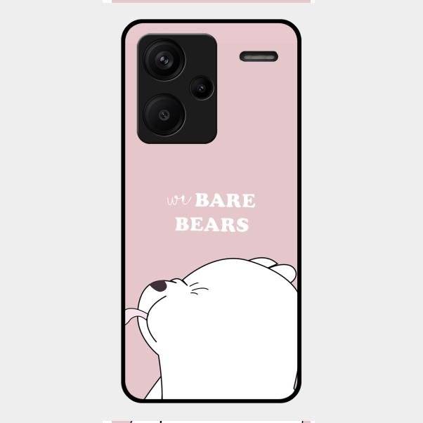 We Bare Bears Pink Glossy Metal Case Cover For Redmi Note 13 Pro Plus 5G