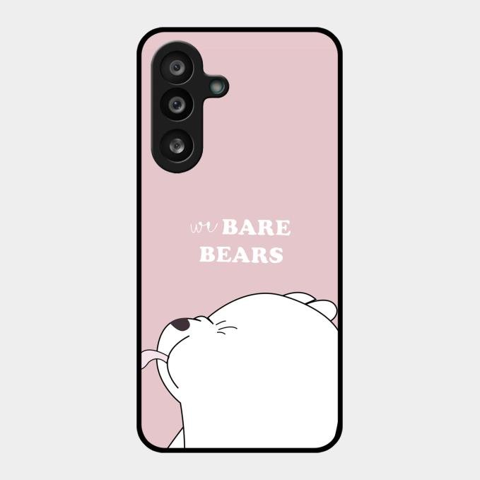 We Bare Bears Pink Glossy Metal Case Cover For Samsung Galaxy F55 5G