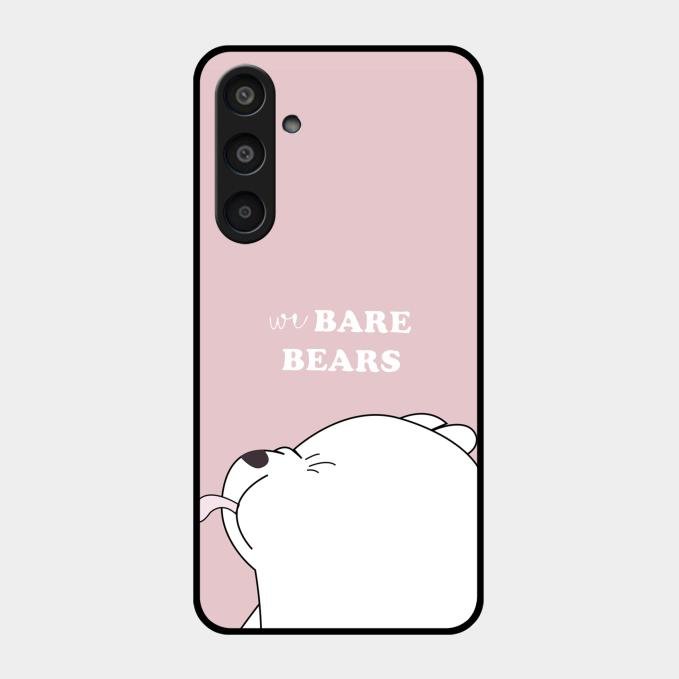 We Bare Bears Pink Glossy Metal Case Cover For Samsung Galaxy M35 5G