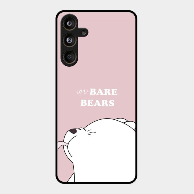 We Bare Bears Pink Glossy Metal Case Cover For Samsung Galaxy M55 5G
