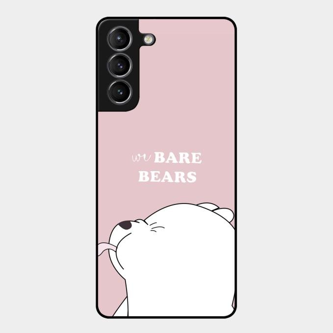 We Bare Bears Pink Glossy Metal Case Cover For Samsung Galaxy S21 Plus