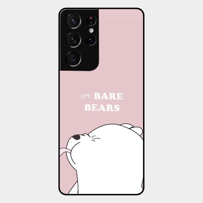 We Bare Bears Pink Glossy Metal Case Cover For Samsung Galaxy S21 Ultra