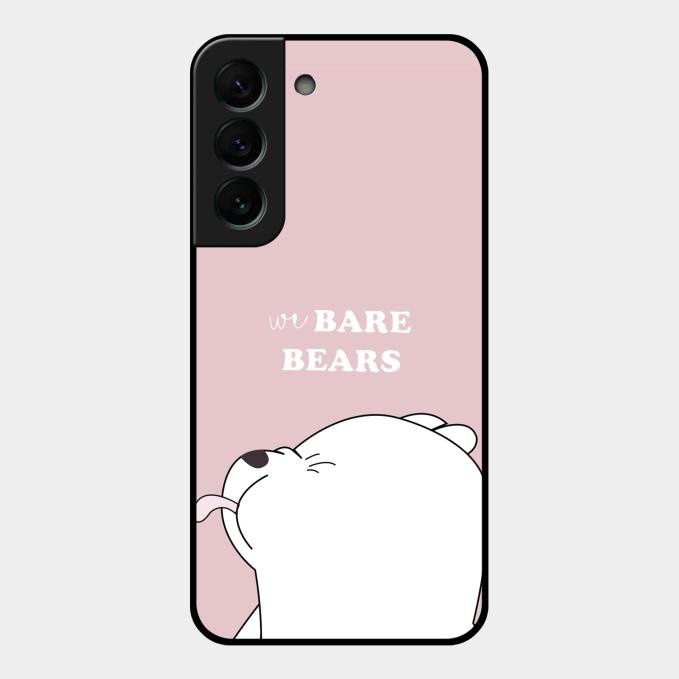 We Bare Bears Pink Glossy Metal Case Cover For Samsung Galaxy S22 Plus 5G