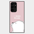 We Bare Bears Pink Glossy Metal Case Cover For Samsung Galaxy S22 Ultra 5G