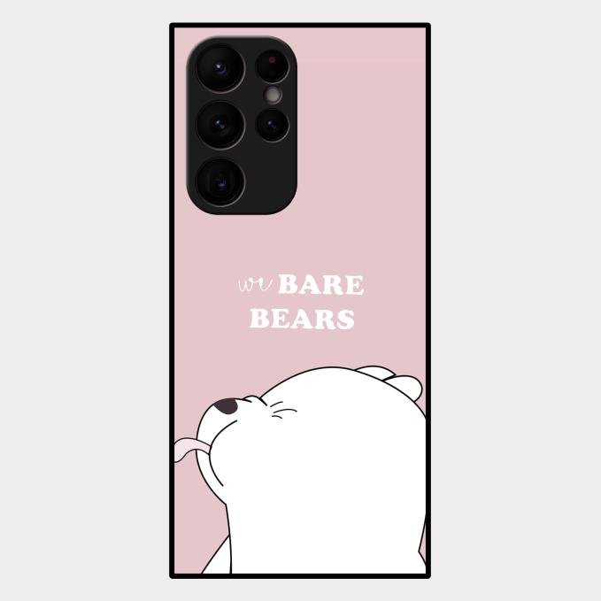 We Bare Bears Pink Glossy Metal Case Cover For Samsung Galaxy S22 Ultra 5G
