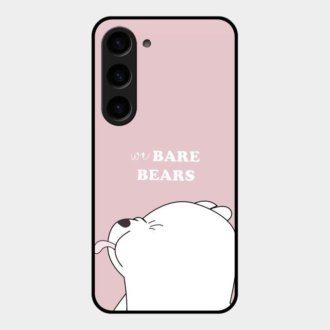 We Bare Bears Pink Glossy Metal Case Cover For Samsung Galaxy S23 5G