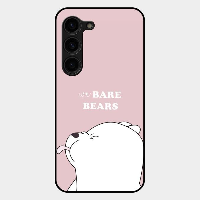 We Bare Bears Pink Glossy Metal Case Cover For Samsung Galaxy S23 Plus 5G
