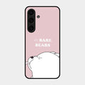 We Bare Bears Pink Glossy Metal Case Cover For Samsung Galaxy S24 5G