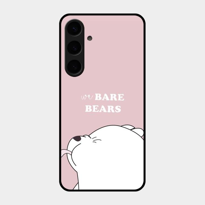 We Bare Bears Pink Glossy Metal Case Cover For Samsung Galaxy S24 Plus 5G
