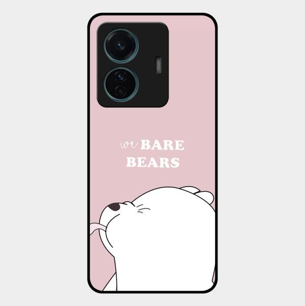 We Bare Bears Pink Glossy Metal Case Cover For Vivo T1 Pro 5G