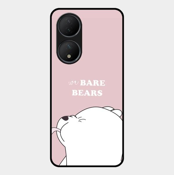 We Bare Bears Pink Glossy Metal Case Cover For Vivo T2 5G