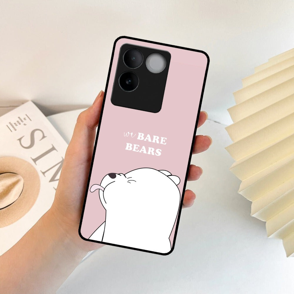 We Bare Bears Pink Glossy Metal Case Cover For Vivo