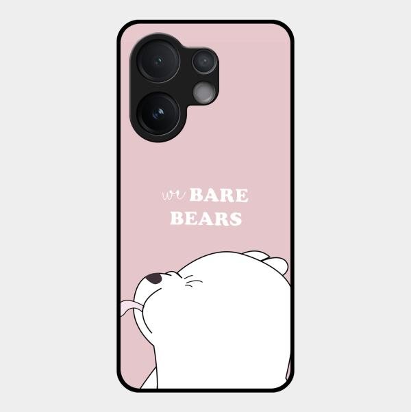 We Bare Bears Pink Glossy Metal Case Cover For Vivo T4 Pro 5G