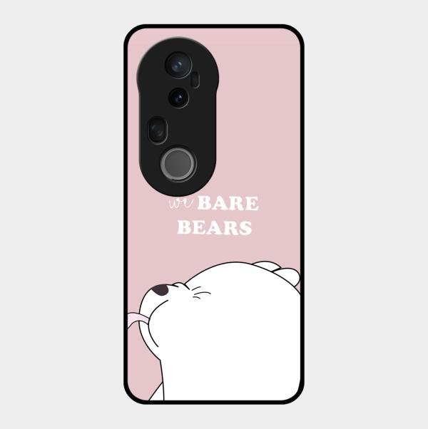 We Bare Bears Pink Glossy Metal Case Cover For Vivo T4 Ultra 5G