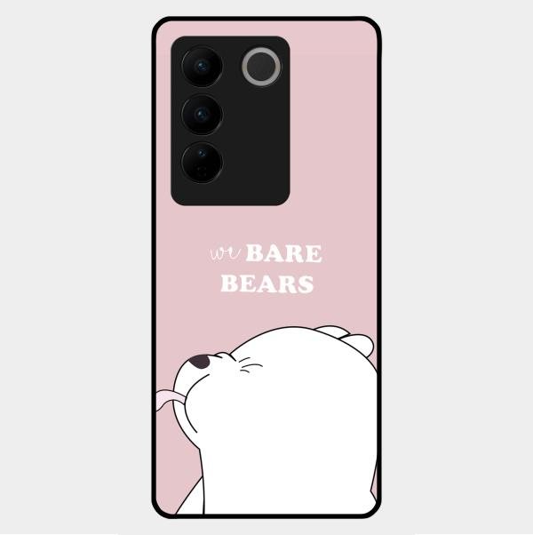 We Bare Bears Pink Glossy Metal Case Cover For Vivo V27 5G