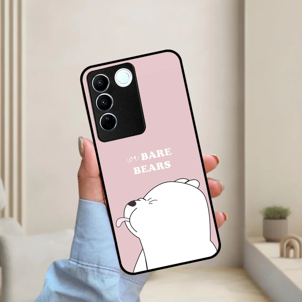 We Bare Bears Pink Glossy Metal Case Cover For Vivo
