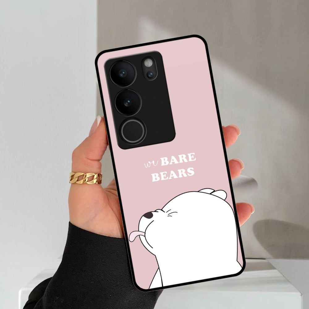 We Bare Bears Pink Glossy Metal Case Cover For Vivo