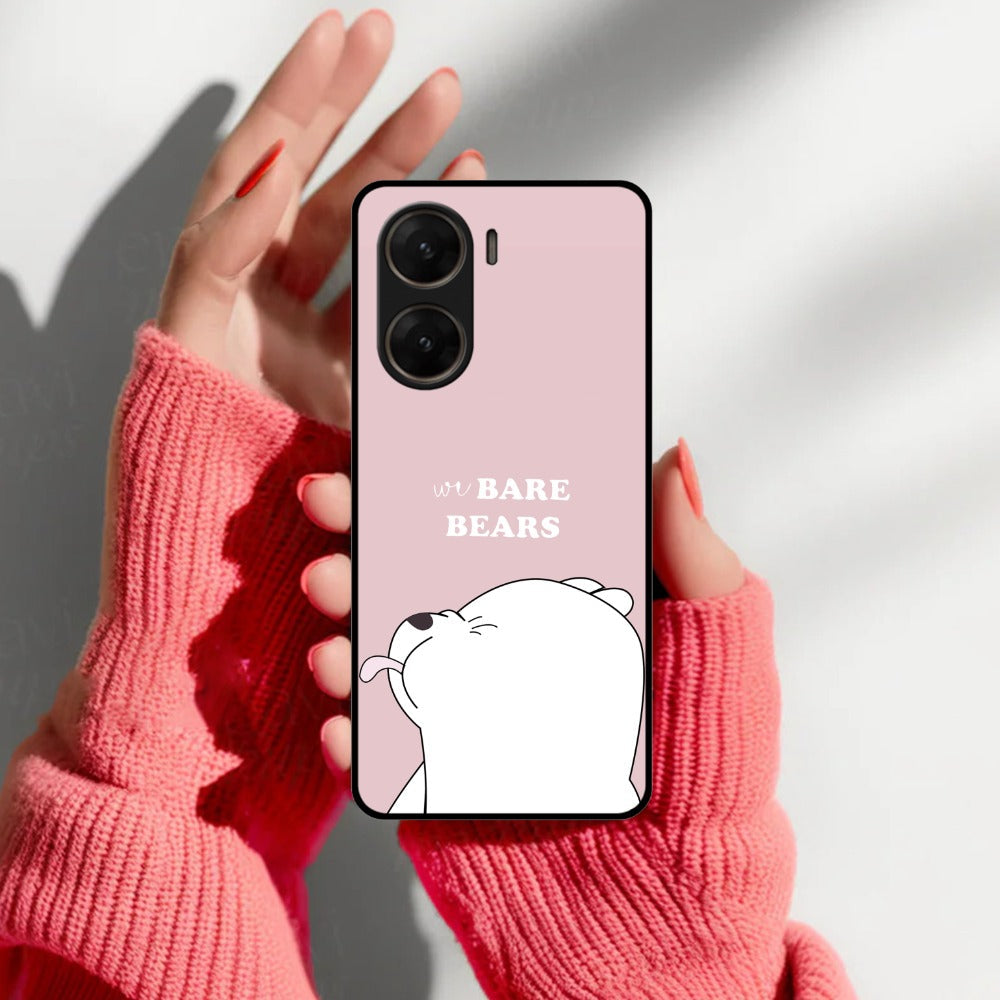 We Bare Bears Pink Glossy Metal Case Cover For Vivo