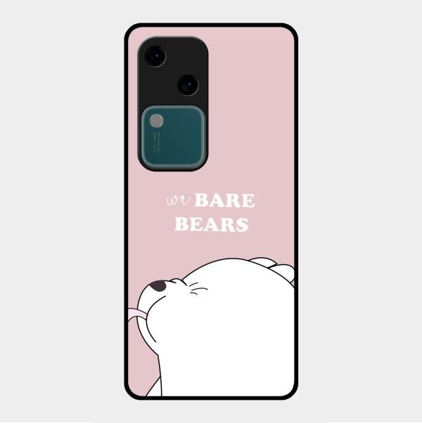 We Bare Bears Pink Glossy Metal Case Cover For Vivo V30 5G