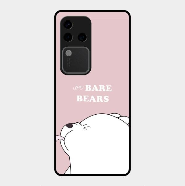 We Bare Bears Pink Glossy Metal Case Cover For Vivo V30 Pro 5G