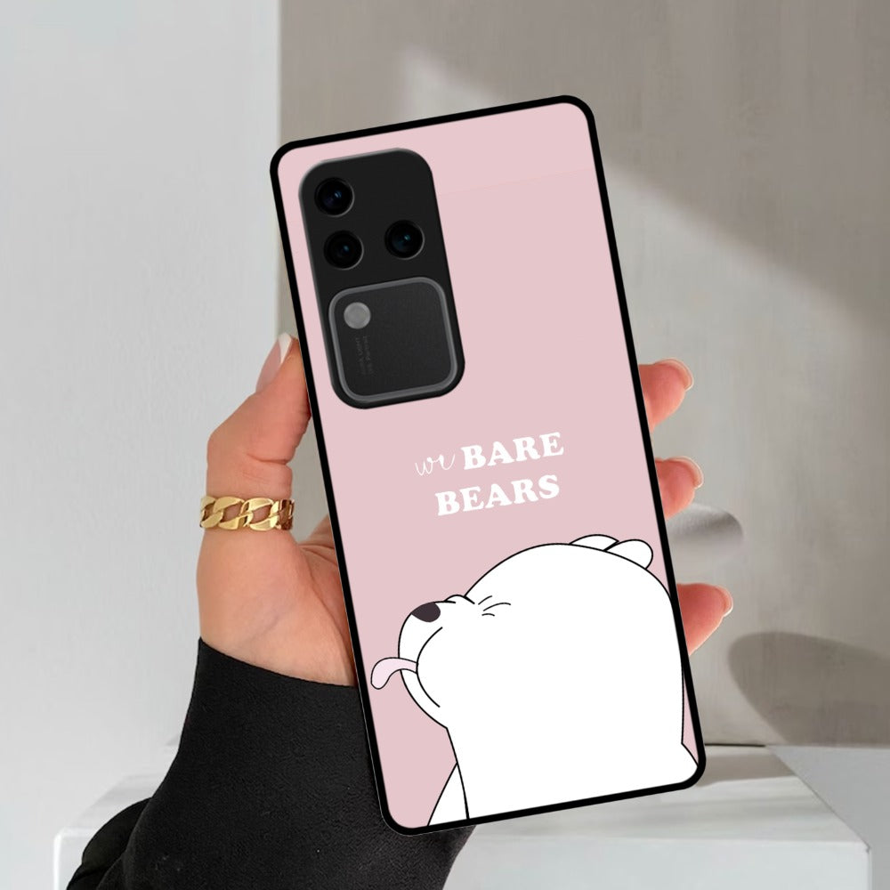 We Bare Bears Pink Glossy Metal Case Cover For Vivo