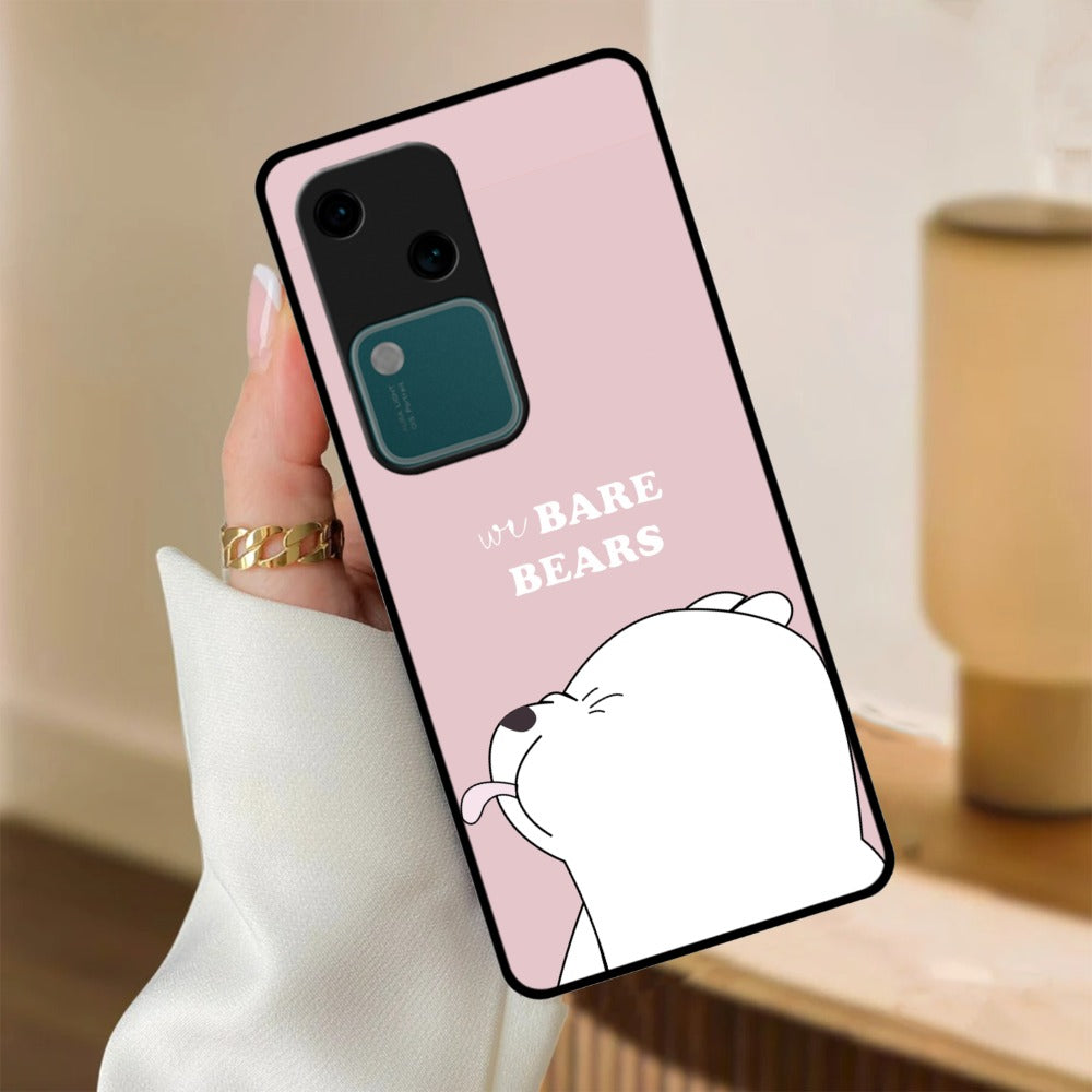 We Bare Bears Pink Glossy Metal Case Cover For Vivo