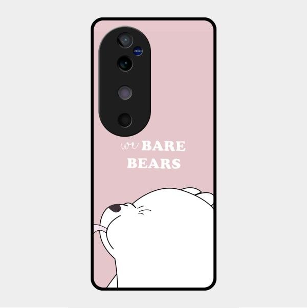 We Bare Bears Pink Glossy Metal Case Cover For Vivo V40 5G