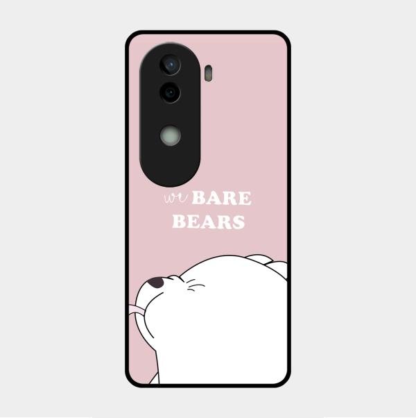 We Bare Bears Pink Glossy Metal Case Cover For Vivo V40E 5G