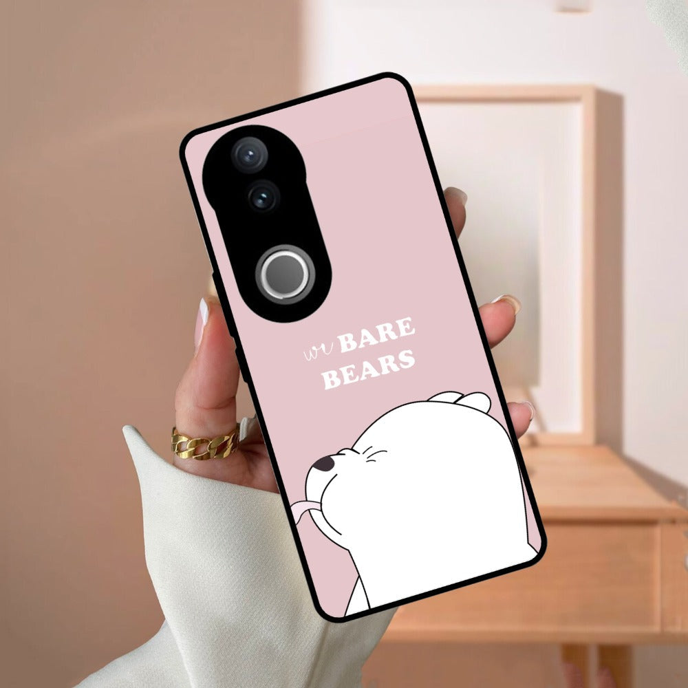 We Bare Bears Pink Glossy Metal Case Cover For Vivo