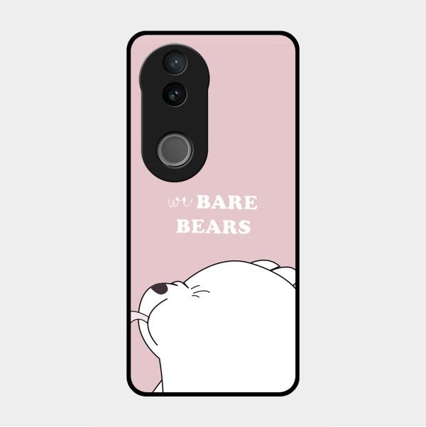 We Bare Bears Pink Glossy Metal Case Cover For Vivo V50E 5G