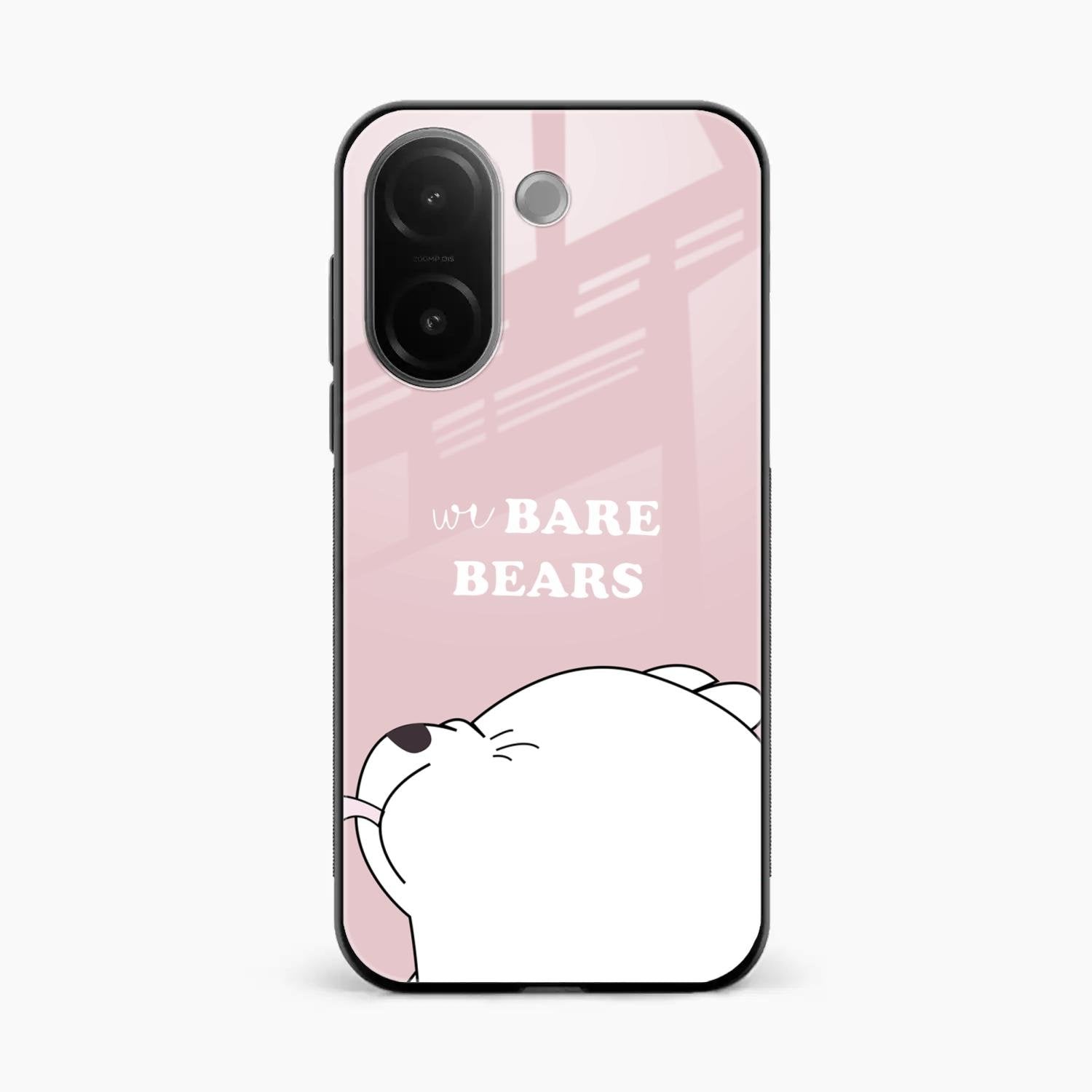 We Bare Bears Pink Glossy Metal Case Cover For Vivo V60e 5G